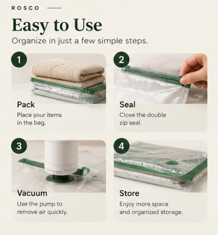 Vacuum Storage Bags for Clothes Space Saver Compression Bags Mixed Size Travel Organizer with Optional Electric Pump