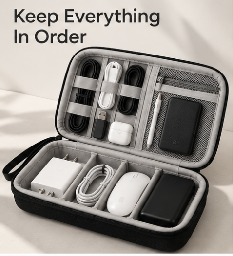 Hard Travel Electronic Organizer Case for Power Bank Chargers Cables USB Flash Drive SD Card Electronics & Backpack Organizer