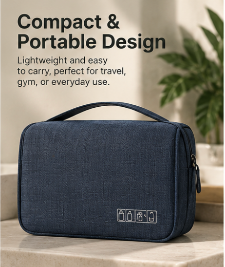 Portable Toiletry Washbag with Hanging Hook Waterproof Women Bathroom Cosmetic Storage Bag Large Capacity Travel Men Makeup Case