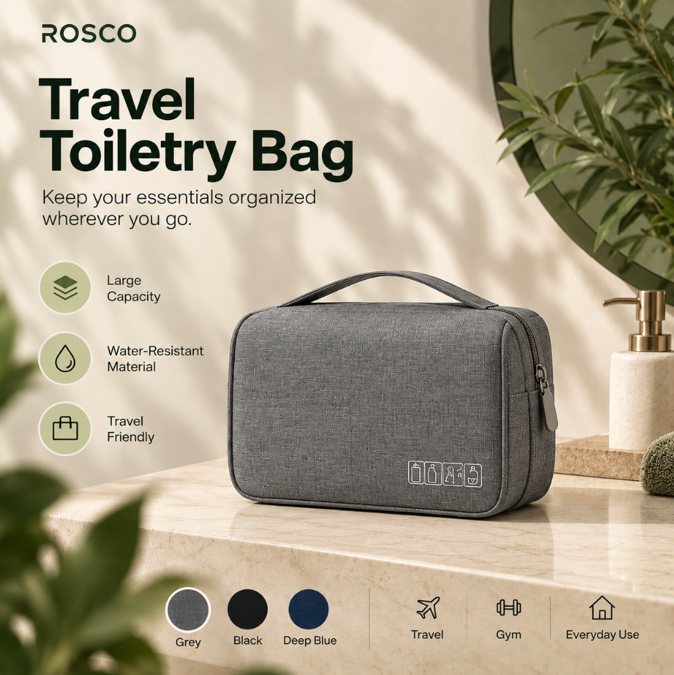 Portable Toiletry Washbag with Hanging Hook Waterproof Women Bathroom Cosmetic Storage Bag Large Capacity Travel Men Makeup Case