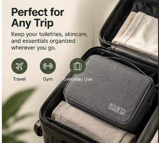 Portable Toiletry Washbag with Hanging Hook Waterproof Women Bathroom Cosmetic Storage Bag Large Capacity Travel Men Makeup Case